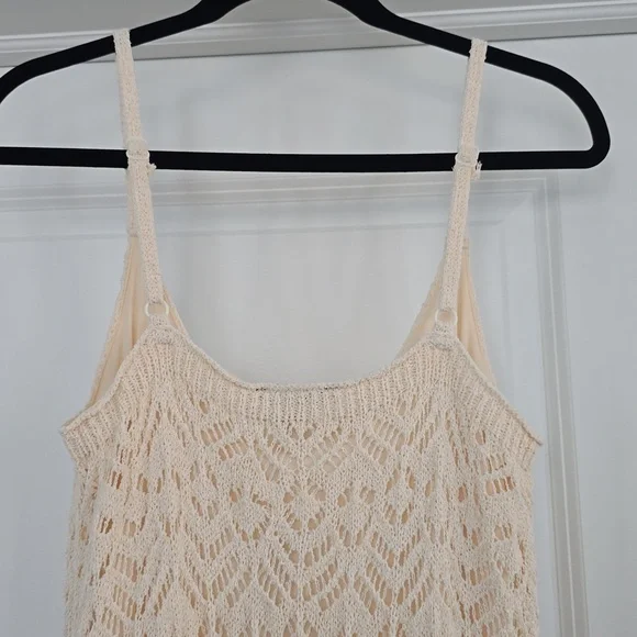 Lulus Sunset Vibes Light Beige Crochet Sleeveless Midi Dress size M - Picture 6 of 6